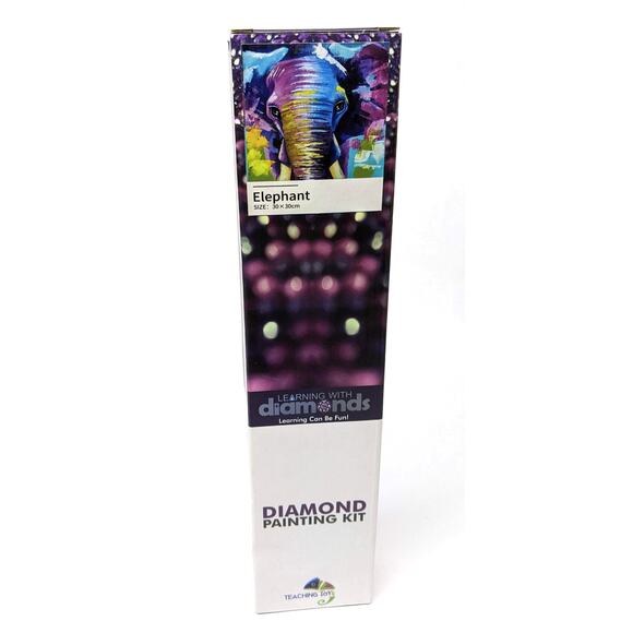 NEW Diamond Painting Kit - 12" x 12" Elephant - Very Colorful Teaching Toys Kit - Picture 3 of 7